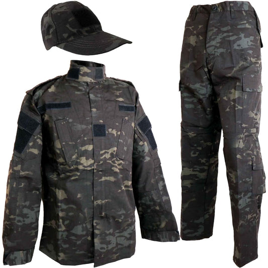 [SHENKEL] Camouflage top and bottom/baseball cap set Multicam black US size S bdu-mcb06-S [Parallel import goods]