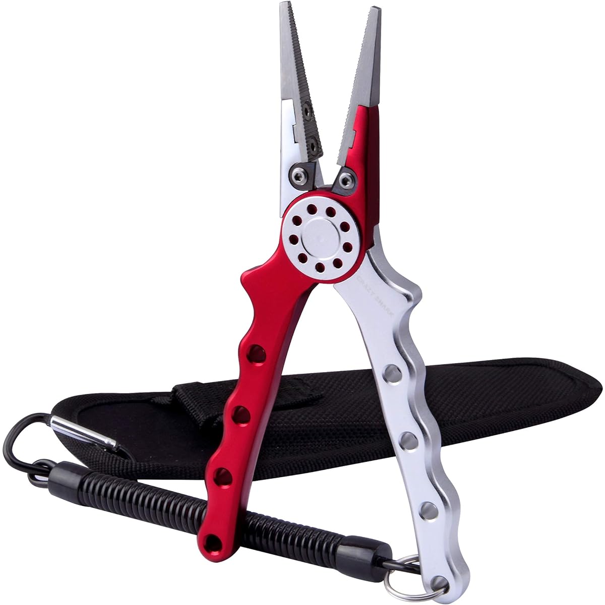CRAZY SHARK Fishing Pliers, Fishing Pliers, Fishing Pliers, Needle Removal, Hook Removal, Ultra Lightweight, Multifunctional, Portable, Split Ring Pliers, Storage Case and Safety Rope Included