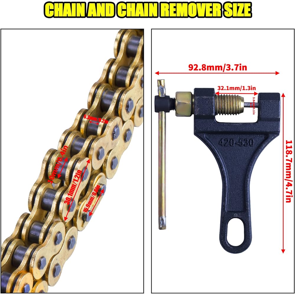 MRELC Gold 520 X Ring Chain + Chain Breaker 112 Link Connection Master Link