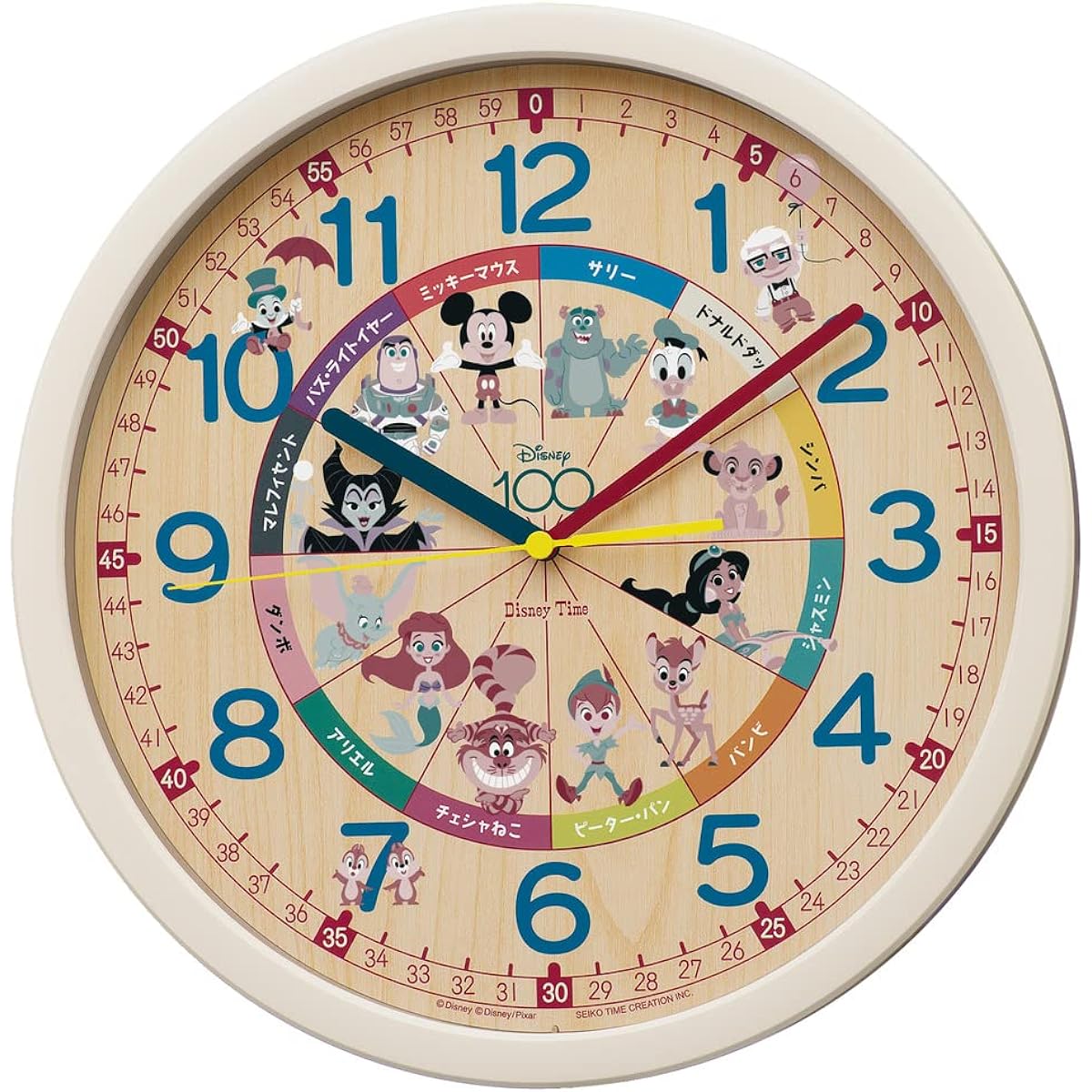 Seiko Clock Wall Clock Educational Analog Character Disney Time Disney Mickey Mouse Mickey & Friends Ivory Diameter 311 x 39mm FW812C