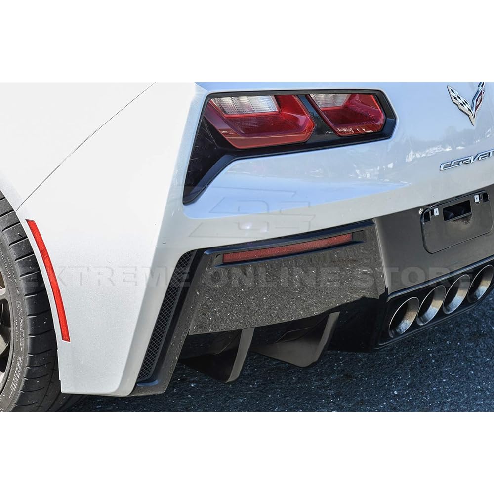 Replacement 2014-2019 Chevrolet Corvette C7 | Z06 Truck Style ABS Plastic Painting Carbon Flash Metallic Rear Bumper Lower Diffusor Finper 2 sets