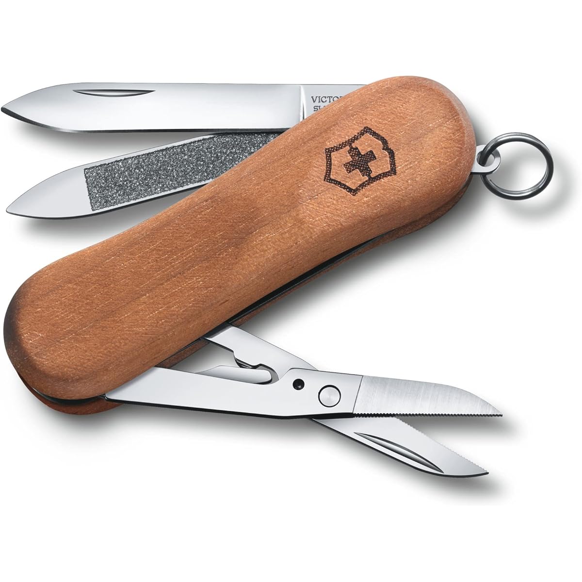 VICTORINOX Executive Wood 81 Swiss Army Knife Multifunctional Knife Trekking Hiking Wave Blade Scissors Nail File Swiss Made Multi Tool with 5 Functions [Domestic Genuine Product] 0.6421.63
