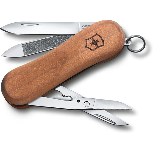 VICTORINOX Executive Wood 81 Swiss Army Knife Multifunctional Knife Trekking Hiking Wave Blade Scissors Nail File Swiss Made Multi Tool with 5 Functions [Domestic Genuine Product] 0.6421.63