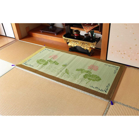 Ikehiko Igusa Gozen Buddha Mat Domestic Bag Weave Lotus Flower Approx. 88 x 180cm #3109769
