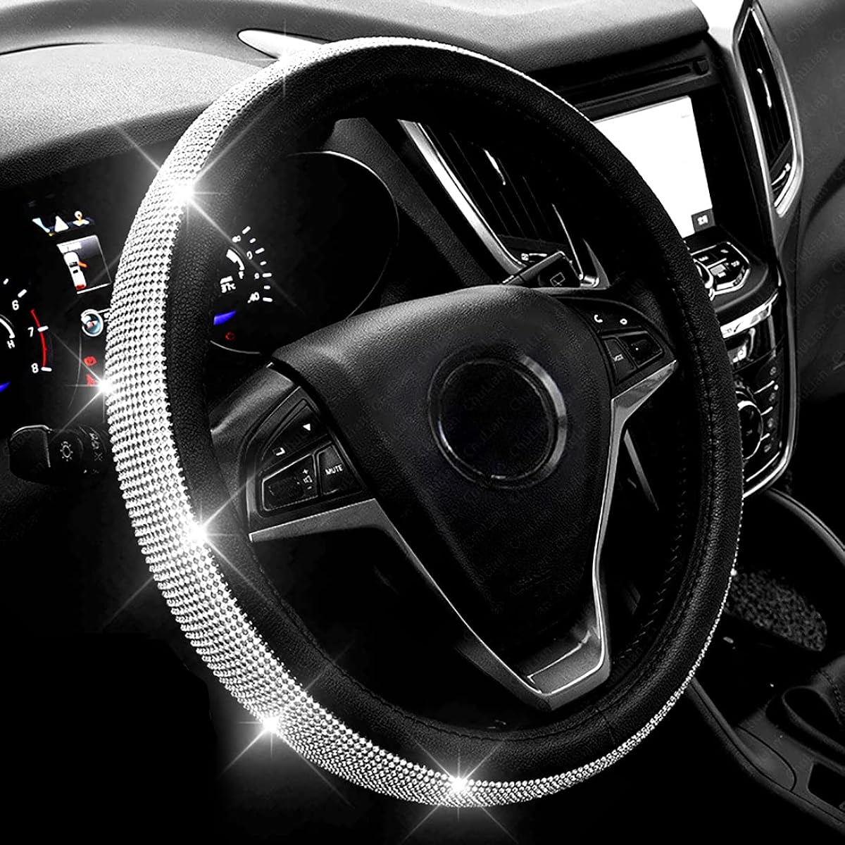 Diamond PU handle cover with glittering crystal rhinestone L size F150 F250 F350 RAM 4runner TACOMA TUNDRA RANGE ROVER MODEL S X 15 1/2 inch-16 inches-16 inch black