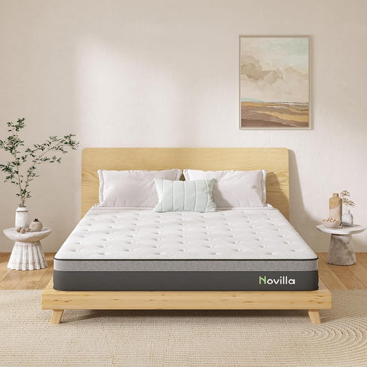 Novilla Mattress Double Pocket Coil Mattress Bed Mattress Hard High Resilience Urethane High Density Coil Luxury Spring Mattress 15cm Thick Body Pressure Dispersion Parallel Arrangement Breathable Compressed Packaging No Bottoming Feeling 10 Year Warrant