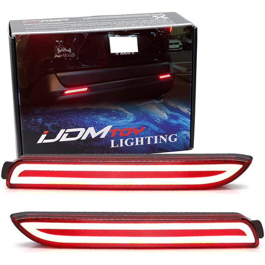 iJDMTOY (2) Lexus Tail Light Style Red 3D Optic Style LED Bumper Reflector Light Replacement for Lexus & Toyota Stock Bumper Reflective Lens