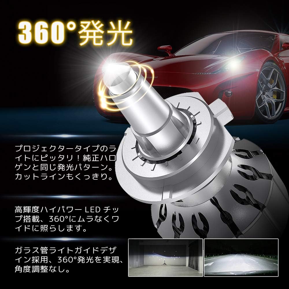 Linksauto 360 Degree Full Light Emitting LED Glass Pillar Bulb D1S/D2S/D3S/D4S [For Honda] 2 Lights for Cars Linksauto White