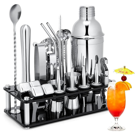 Yoseka Cocktail Shaker 23 Piece Set Cocktail Set Utensils 550ml Cocktail Shaker Set Stainless Steel Cocktail Set Cocktail Set Bartender Beginner Bar Set Commercial Home Use