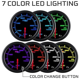 GLOWSHIFT colored 7 -color oil temperature gauge