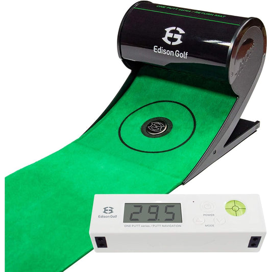 A dream one-putt set A dream one-putt set that allows you to practice long putts up to 30 meters indoors A set of return mat and digital distance meter EDISONGOLF (Edison Golf)