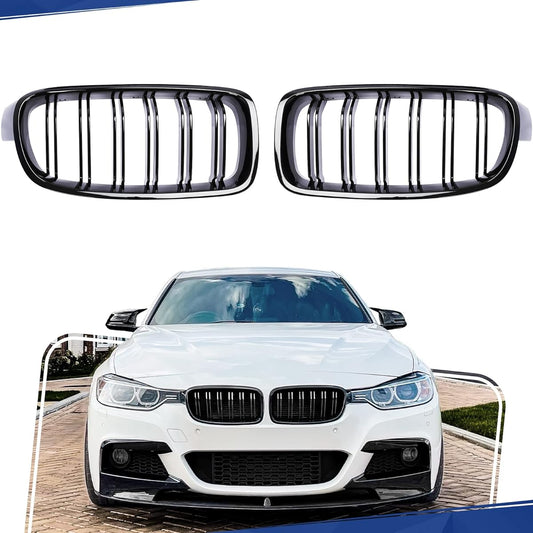 PENSUN F30 Grill Front Kidney ABS Grill Guard 2012-2018 BMW 3 Series F30 F31 F35 328i Gross Black Double Slat for 335i/2 pieces