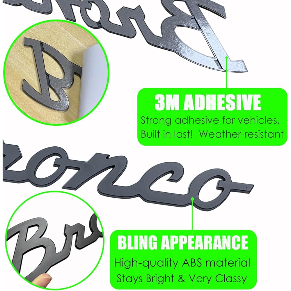Decal Emblem Ford Bronco 2022 -Anmosvo Fender Side Bronco Truck Letter 3D Name Plate Cardecal Logo Sticker Ford Bronco Accessories 2021 2022 -Mat Black (2 pieces)