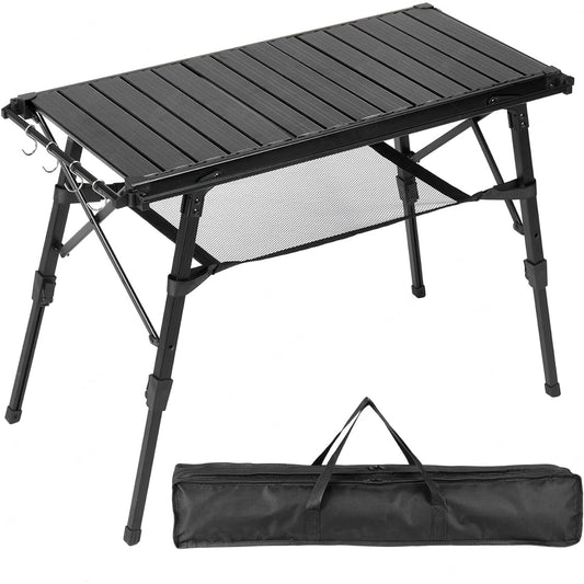 IGT Table, Outdoor Table, Camping Table, Height Adjustable 43-64cm, Foldable, Lightweight, IGT Compatible, Storage Bag Included (Black)