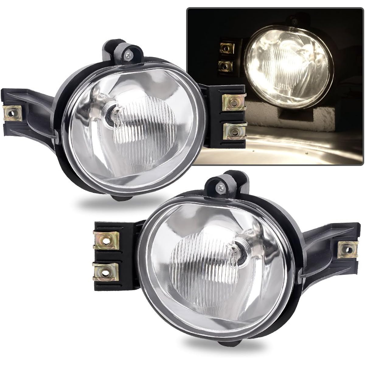 G-PLUS Clear Lens Fog Light Dodge Lamb 1500 02-08 / 03-09 RAM 2500 3500 / 04-06 DURANGO pair+Valve driver and passenger side operation lamp