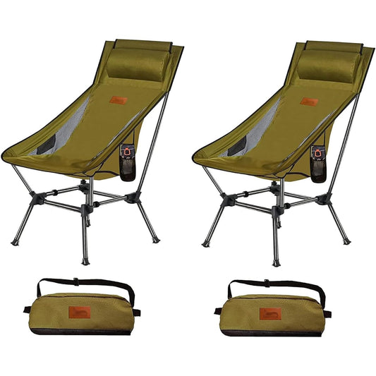 Outdoor Chair, Folding 2WAY Change Grand Low Chair, Compact Chair, [High Back] Chair, Convenient for Fishing, Climbing, Portable, Camping Chair with Pocket, Good Cost Performance GK-1