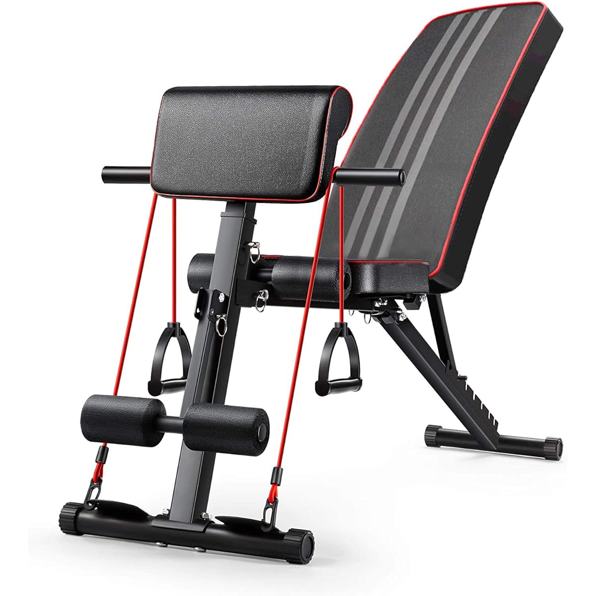 Training bench, multi-sit-up bench, foldable, load capacity 300kg, flat bench, muscle training, easy to adjust angle, abdominal muscles, back muscles, dumbbell bench, convenient storage - KKS