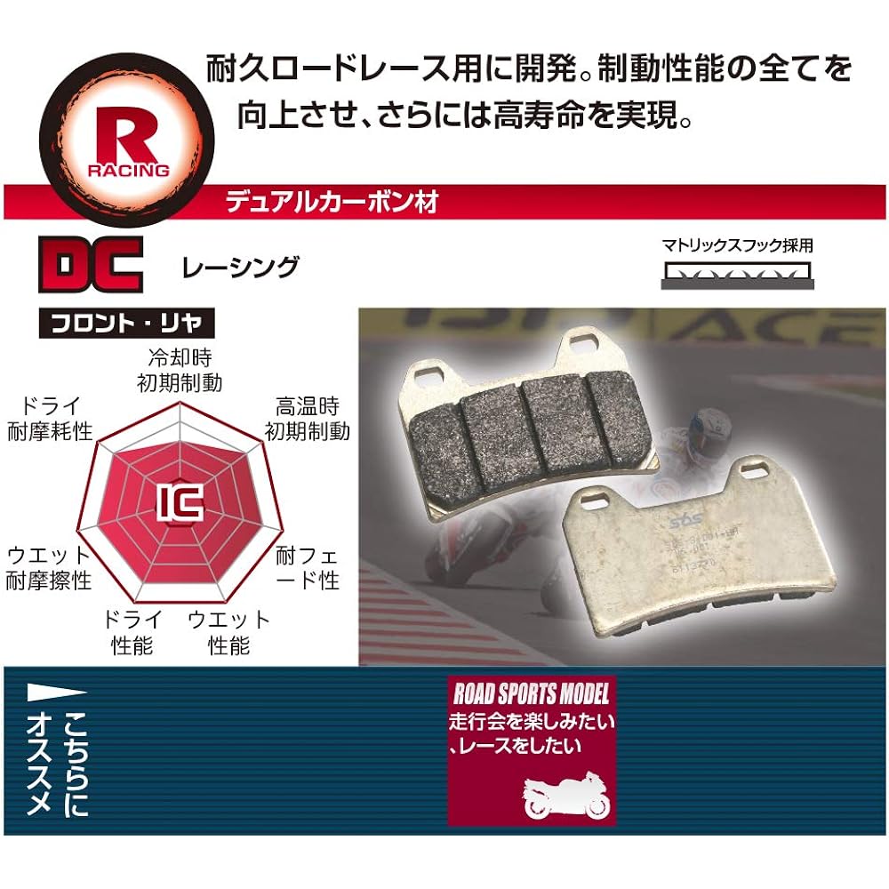 KITACO SBS Brake Pad 566DC Dual Carbon RS125R Aprilia Beta Bimota Cagiva Ducati Gilera Gas Gas Husqburner Italjet KTM Laverda etc. 777-0566081