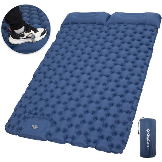KingCamp Air Mat, Foot-operated Camping Mat, Infinitely Connectable, Includes Pillow, Lightweight, Waterproof, Tideproof, Compact, Foldable, Inflator Mat, Sleeping in Car Mat, For Napping, Sleeping in Car, Sleeping in Tent, Camping, Disaster Prevention