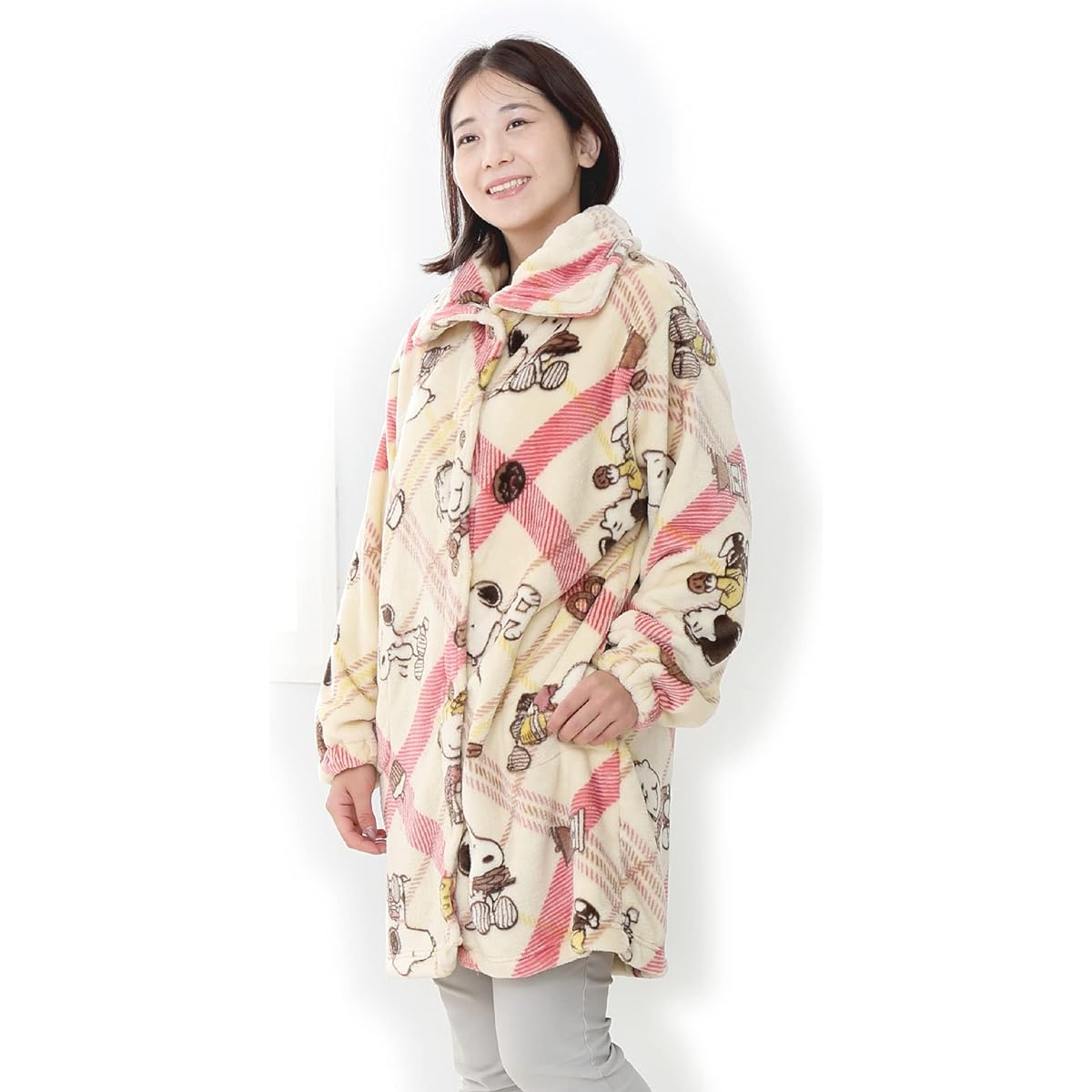 nishikawa [Nishikawa] Snoopy Wearable Blanket Washable Cafe Pattern Check Red FQ92607001