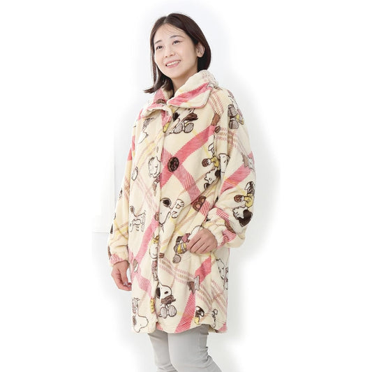 nishikawa [Nishikawa] Snoopy Wearable Blanket Washable Cafe Pattern Check Red FQ92607001