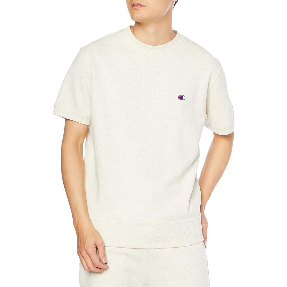 [Champion] Sweatshirt Short Sleeve Round Neck Fleece COTTON USA One Point Logo Short Sleeve Crew Neck Sweatshirt Basic C3-X013 Men's