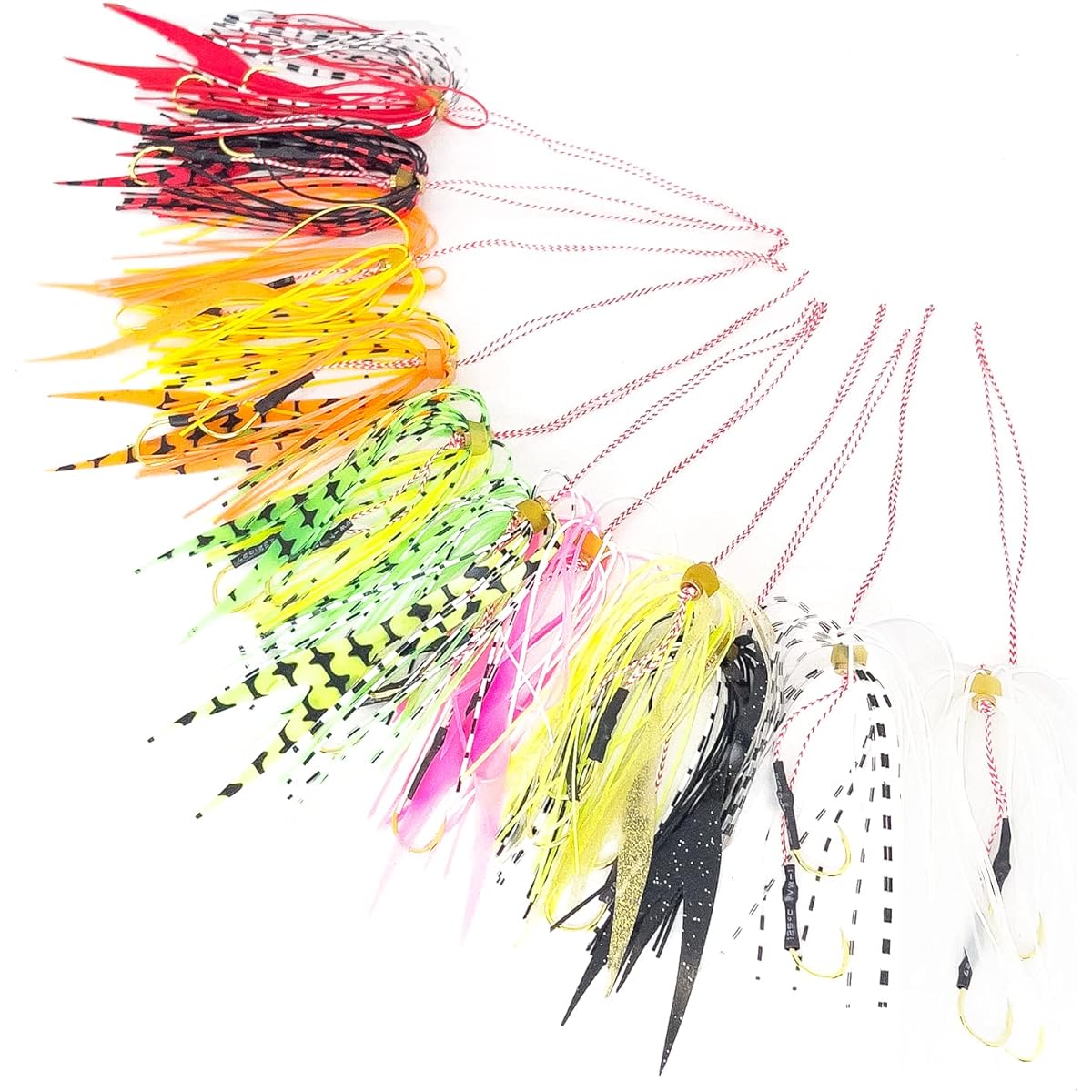 BAKSTORM Tairaba Tie Hook with 2 Twin Tail Skirt Replacement Sea Bream Needle Spiral PE Durable Fishing Tackle Bakst Fishing Tackle Fishhook Lure Set of 11 Colors