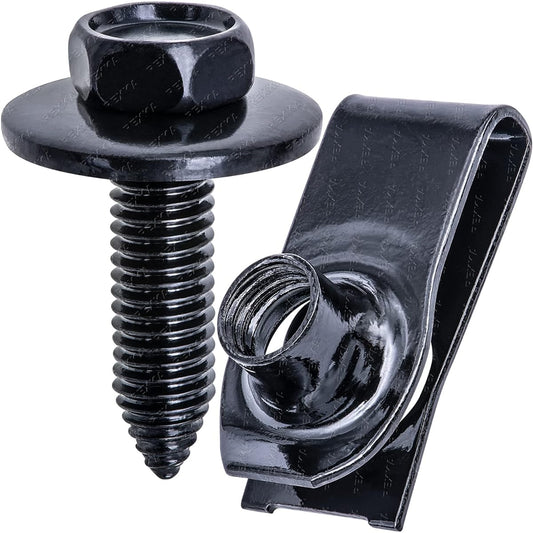 REXKA 15 set M8-1.25 Push-out U Nut & Body Bolt Screw Kit GM Ford Chevrolet Vuick GMC Cadillac Hummer All-Zemobil Pont Ack Sutter for Track