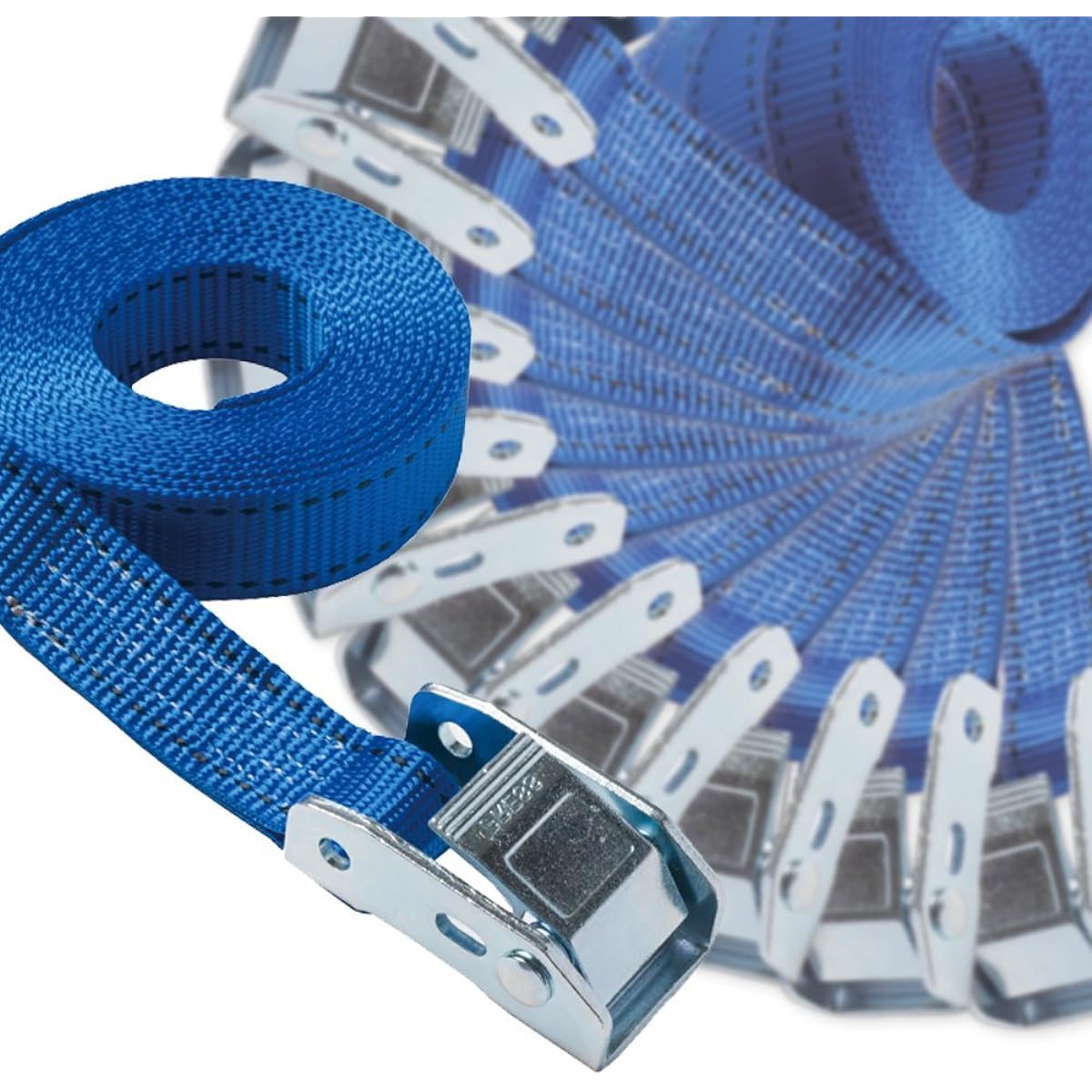 25mm width cam buckle belt endless 1.0m blue set of 10