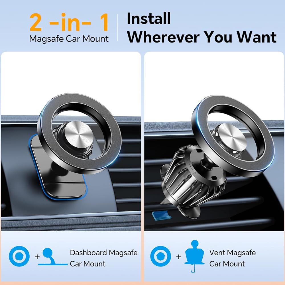 COOLPOW MAGSAFE In -vehicle mount iPhone [Strongest magnet] Ventilation mouth for cars magnetic phone holders [360 degrees adjustable] Ventilation entrance phone mount All Magsafe Phone