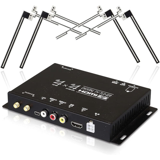 MAXWIN Terrestrial Digital Tuner Full Seg Tuner 4×4 Car HDMI Terrestrial Digital Full Seg One Seg Film Antenna 12V 24V Compatible (FT44G)
