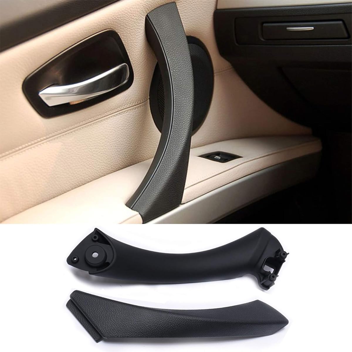 Jaronx BMW 3 Series E90/E91 Door handle exchange kit outer cover+door-pull handle passenger seat door handle BMW 316 318 323 325 325 330 335 (left side, pull handle+outer cover)