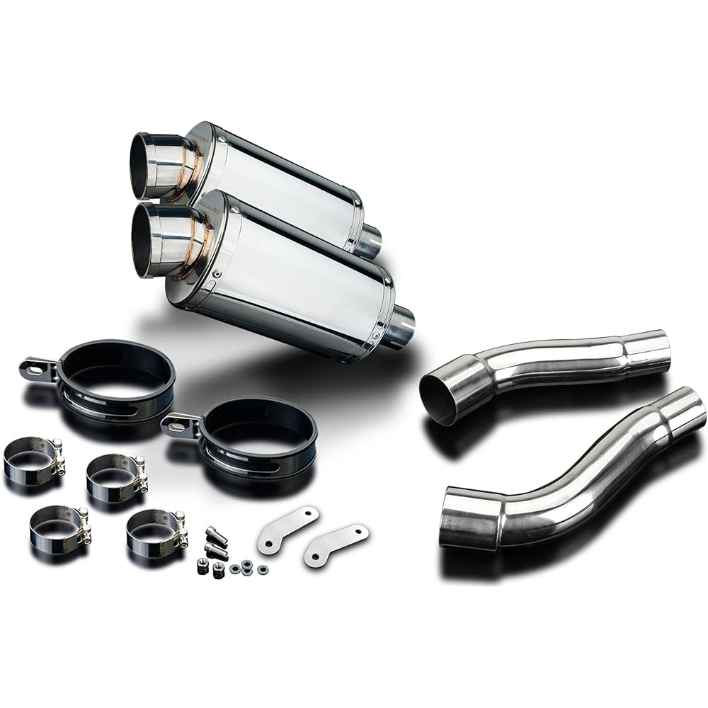 DELKEVIC Slip-on Stainless Oval Muffler TRIUMPH STREET TRIPLE 675 2007-2012 225mm KIT25ER