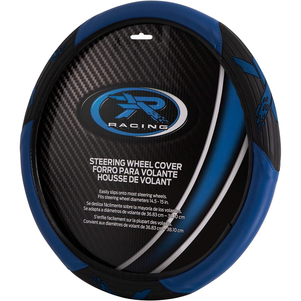 Plasticolor 6342 Blue R Racing Velocity Style Steering Wheel Cover
