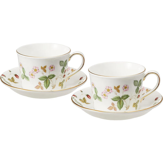 [Regular Imported Product] Wedgwood Bone China Wild Strawberry Pair Coffee Cup & Saucer (Delphi) Wedding Gift Present 1053377