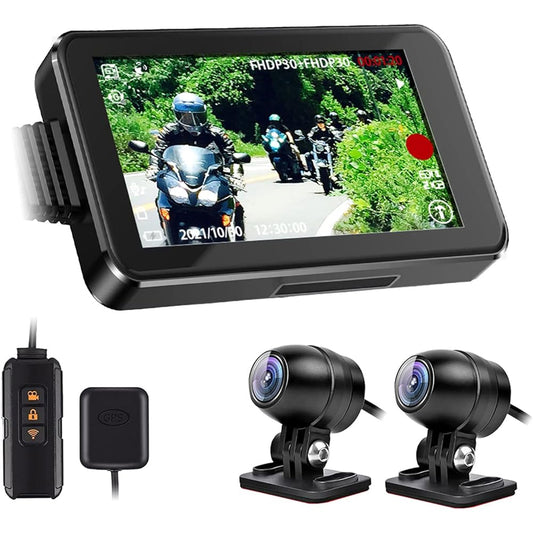 MAXWIN Motorcycle Drive Recorder, Front and Rear Simultaneous Recording, 2 Cameras, Separate Type, GPS, 4 Inch, Touch Panel, Remote Control, Rear Monitor, G Sensor DVR-B003