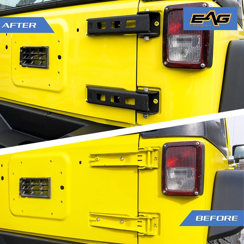 EAG Steel Tail Gate Bracket Hing 2 Pieces High Endurance Reinforcement 07-18 For Wrangler JK