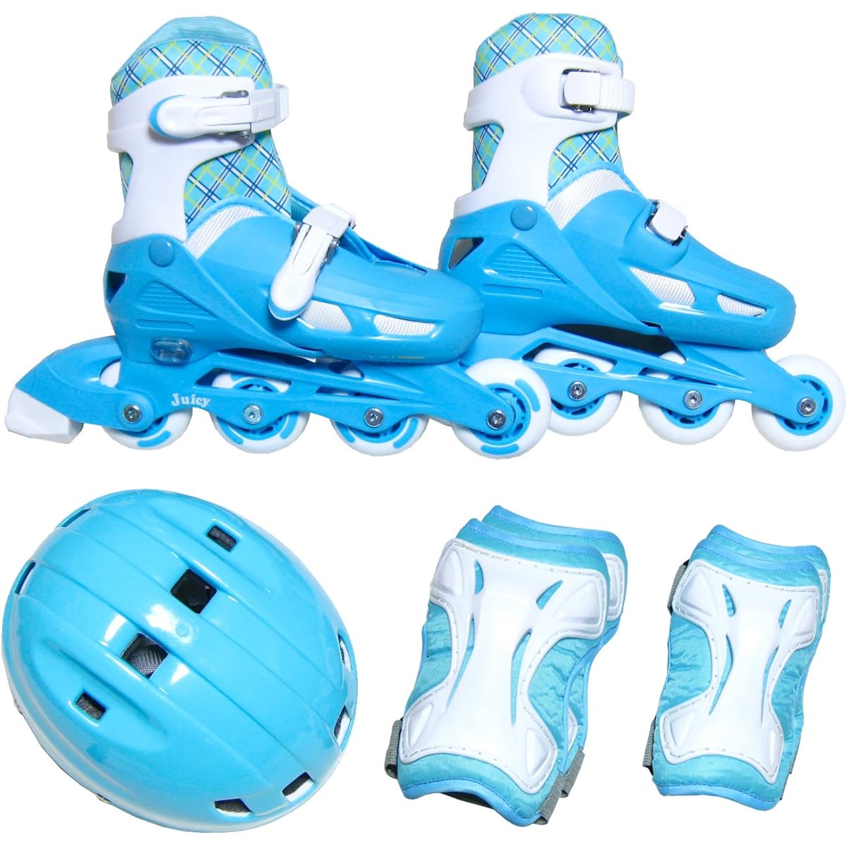 Touhou Kosan Junior Inline Skates & Helmet & Protector Combo Set KK-120 Light Blue L (20cm-23cm)