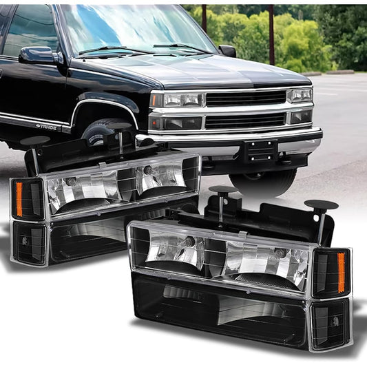 1994-1998 CHEVY C/K 1500/2500/3500 TAHOE SUBURBAN Full size C10 Black Headlight left+right headlamp