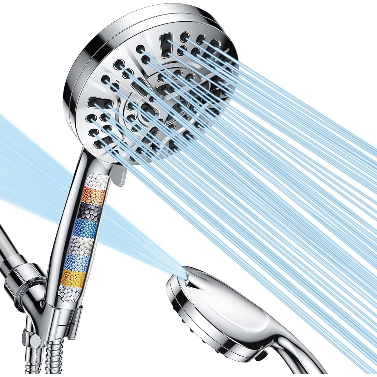 Salandens Shower Head, Water Saving Shower, 10 Modes, Water Pressure Adjustment, High Cleansing Power, Multi-functional Water Purification, Chlorine Removal, Beautiful Skin, Boost Shower Head,