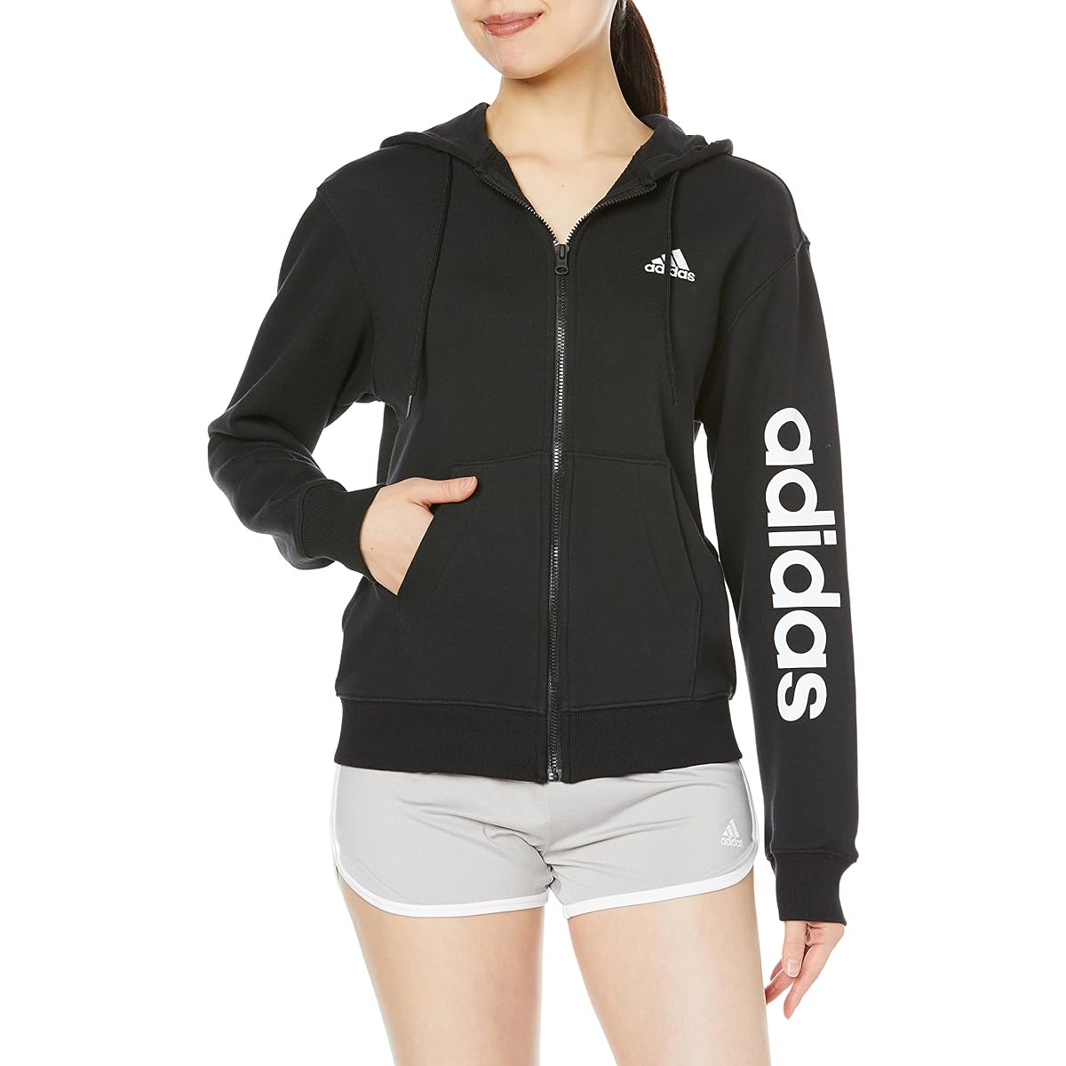 [Adidas] Sweatshirt Hoodie Essentials Linear Sweatshirt Full Zip Hoodie Women's ETS25