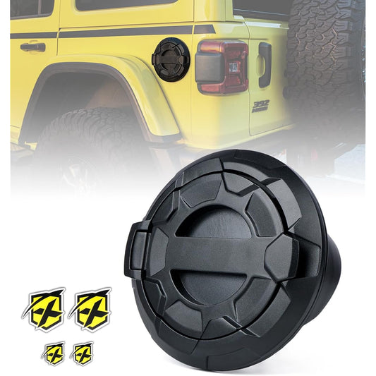 XPRITE Gas Tank Cap Cover JEEP WRANGLER 2018-2023 JL & JLU 2 & 4 Door Annium Wool Pattern Aluminum Filled Acover Mat Black