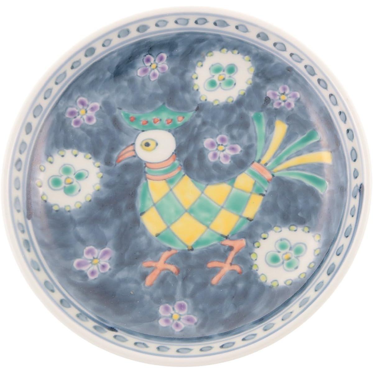 Hasami Ware Rinkurou Kiln Yumeji Round Plate 20cm Bird of Paradise 009429C530