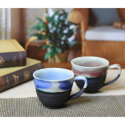 Shigaraki Ware Couple Mug [Blueberry/Raspberry Cup Set] Shigaraki Ware Pottery Pottery Mug Tableware Soup Cup Beer Mug Cafe Mug Coffee Cup Coffee Cup Cup Stylish Stylish Pair Meoto Gift Present