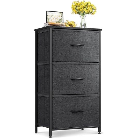 KKL Chest of drawers, storage case, clothing storage, drawers, living room storage, cloth, drawers, costume case, chest of drawers, fall prevention, low form, stable, 3 tiers [Width 40 x Depth 30 x Height 73 cm] Dark Gray