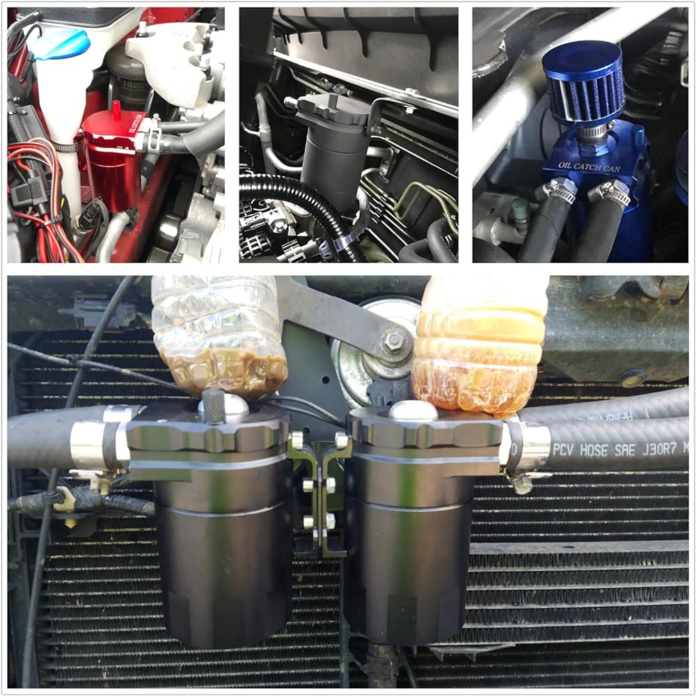 HEINMO Universal Alminium Oil Catch Can Polish Buffle Tank Can Breath Kit (Silver B)