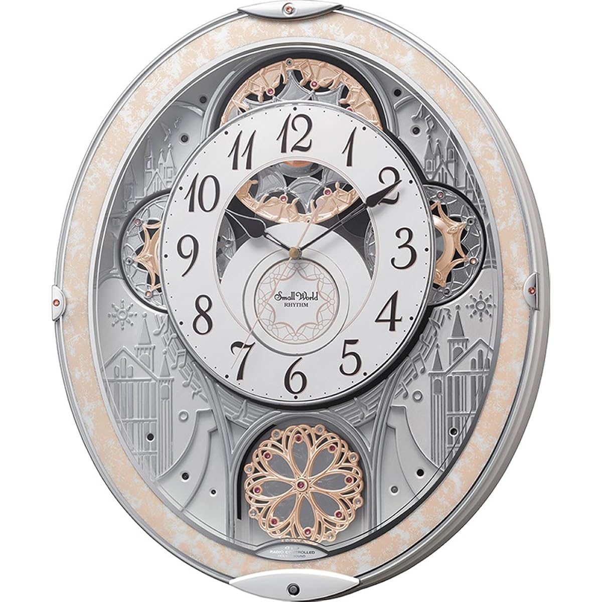 RHYTHM Wall Clock Radio Clock Analog Karakuri 48 Songs Melody White 45.7x37.9x8.5cm 8MN407RH03