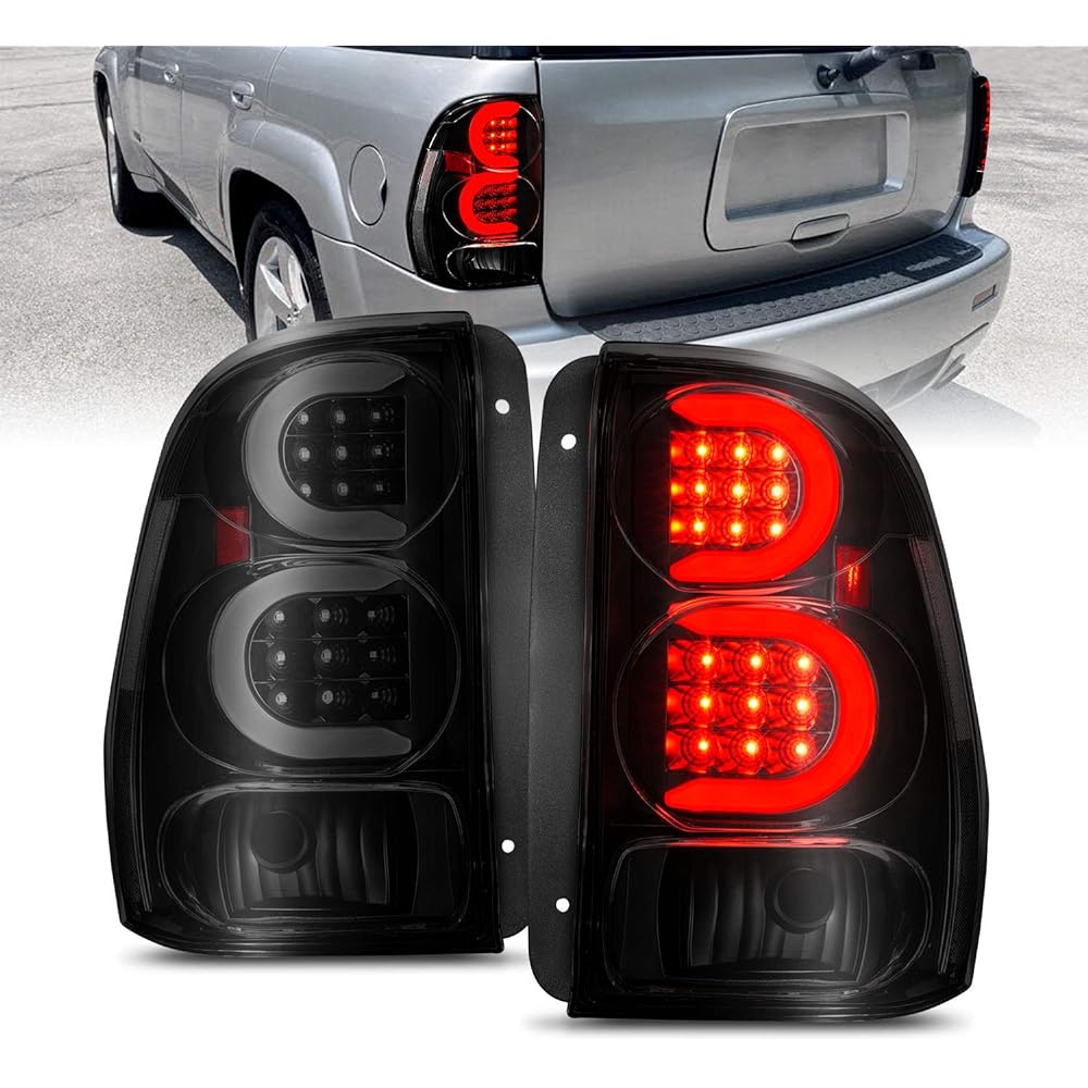 Amerilite 2002-2009 CHEVY TRAILBLAZER/EXT Smoke Black C type LED Tube Tail Light Brake Light Light Light Pair Driver and the passenger side side