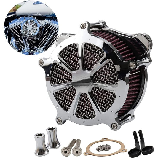 Motorcycle Air Cleaner Filter Intake System Kit Chrome CNC Harley Touring 2008-2016 Road King Electra Street Glide Road Glide Softail Dyna FXDLS 2017