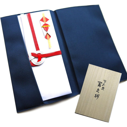 Pure silk tapestry weaving with gold seal, plain, for both celebrations and condolences, Nishijin-ori, in a wooden box